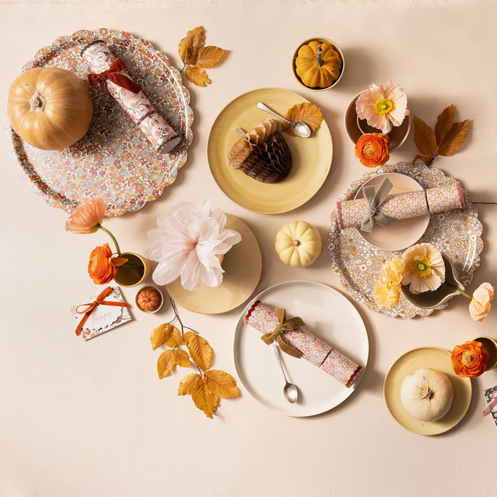 MERI MERI X LIBERTY FALL CRACKERS WITH VELVET BOWS Meri Meri Thanksgiving Favors & Crackers MERI MERI X LIBERTY FALL CRACKERS WITH VELVET BOWS Bonjour Fete - Party Supplies