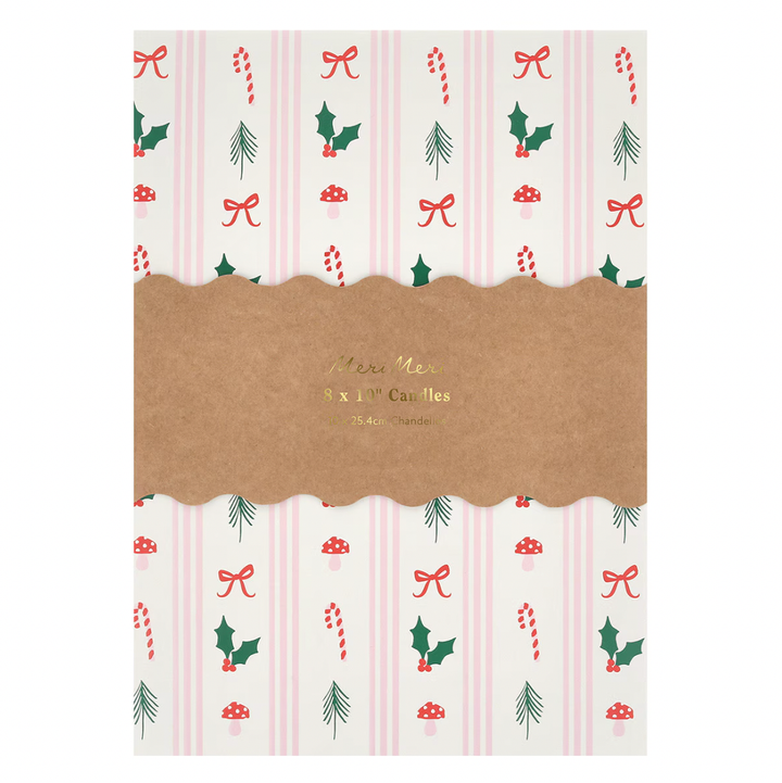 FESTIVE PATTERN TABLE CANDLES Meri Meri Christmas Holiday Kitchen & Entertaining FESTIVE PATTERN TABLE CANDLES Bonjour Fete - Party Supplies