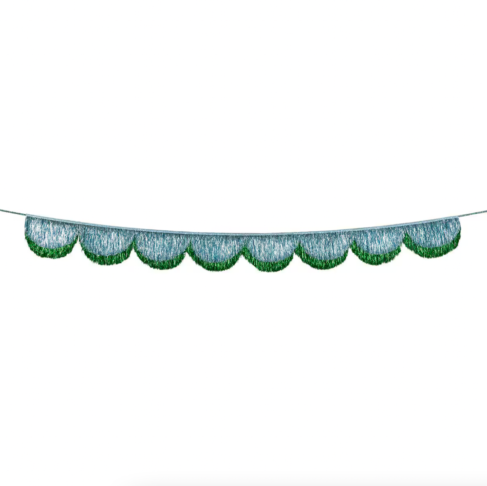 BLUE TINSEL SCALLOP GARLAND Meri Meri Garlands & Banners BLUE TINSEL SCALLOP GARLAND Bonjour Fete - Party Supplies