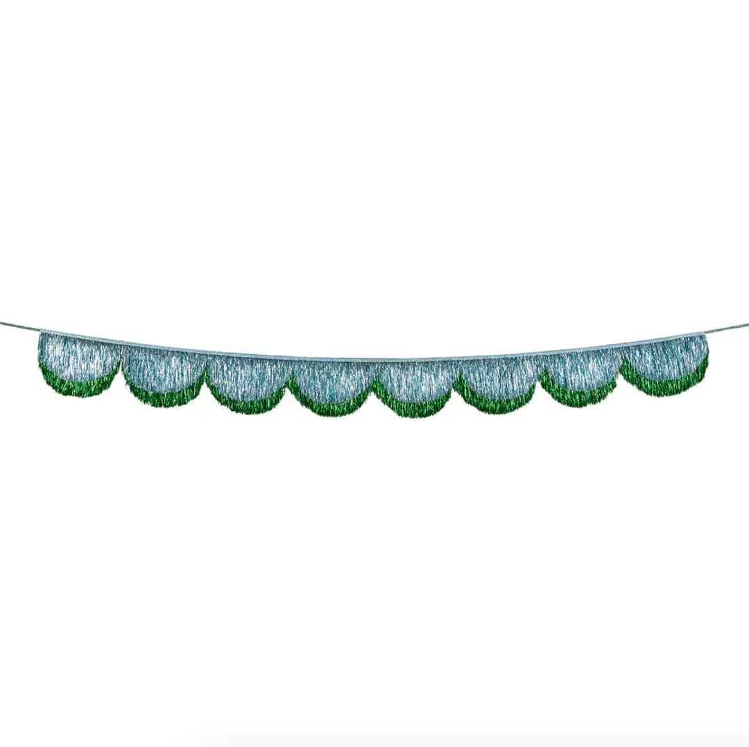 BLUE TINSEL SCALLOP GARLAND Meri Meri Garlands & Banners BLUE TINSEL SCALLOP GARLAND Bonjour Fete - Party Supplies