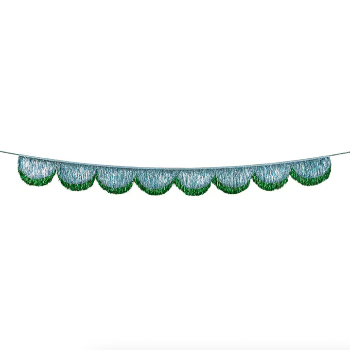 BLUE TINSEL SCALLOP GARLAND Meri Meri Garlands & Banners BLUE TINSEL SCALLOP GARLAND Bonjour Fete - Party Supplies