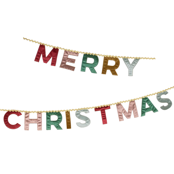 MERRY CHRISTMAS VELVET PENNANT GARLAND Meri Meri Christmas Holiday Party Decorations MERRY CHRISTMAS VELVET PENNANT GARLAND Bonjour Fete - Party Supplies
