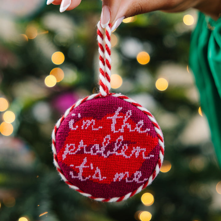 Needlepoint Ornament - It's Me Furbish Studio Ornaments Bonjour Fete - Party Supplies