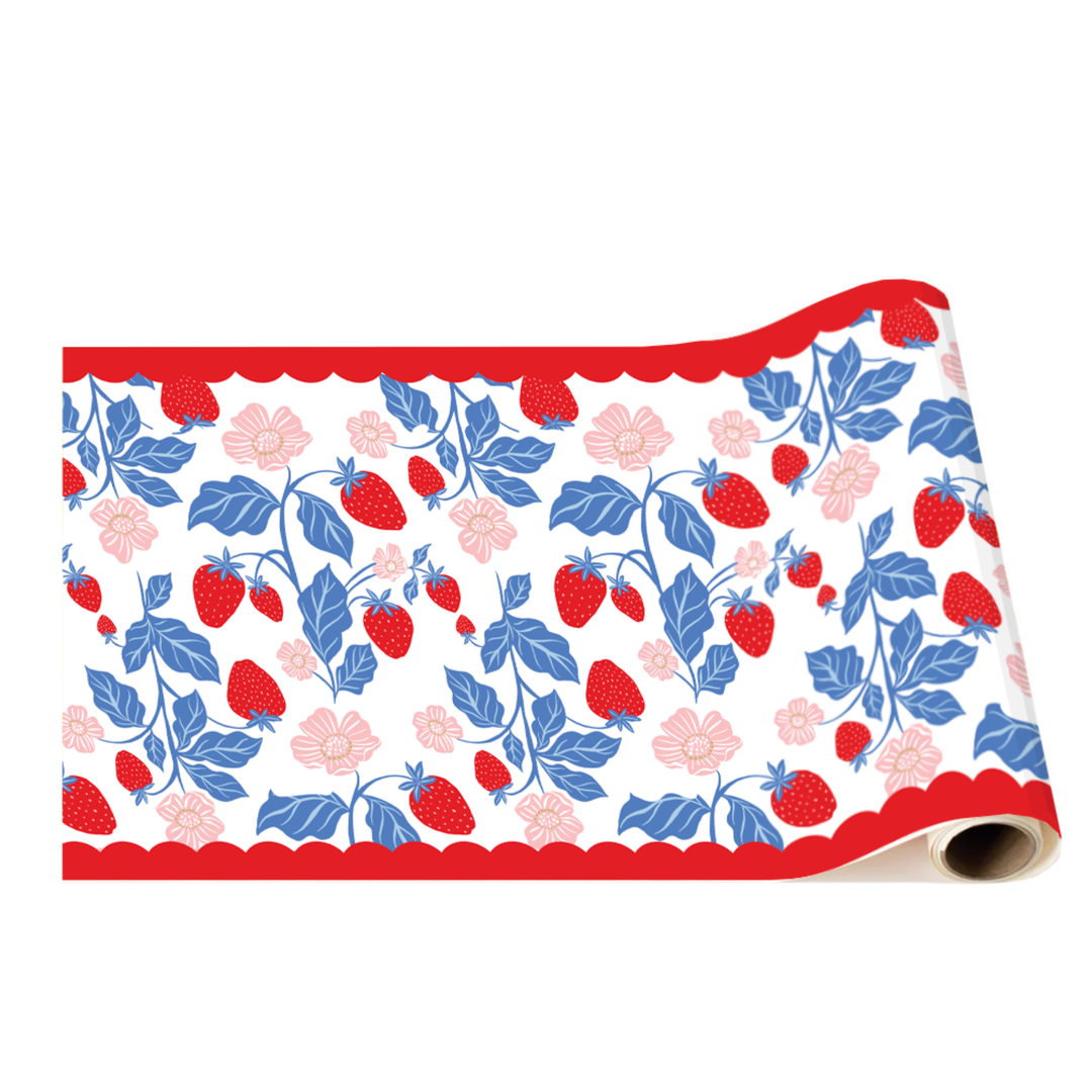 SUMMER STRAWBERRY TABLE RUNNER Bonjour Fête Table Covers & Placemats SUMMER STRAWBERRY TABLE RUNNER Bonjour Fete - Party Supplies