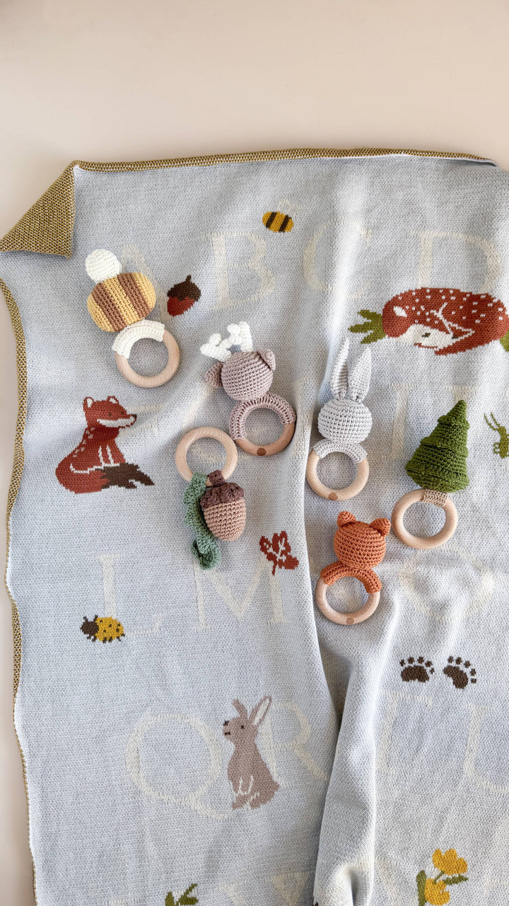 Teether Tree Cotton Crochet Rattle Fall Christmas Forest: Immediate The Blueberry Hill Teether Tree Cotton Crochet Rattle Fall Christmas Forest: Immediate Bonjour Fete - Party Supplies