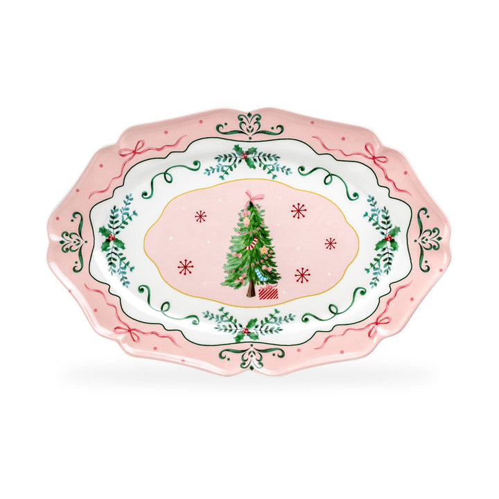 Christmas Tree Pink 14.5" Serving Platter Grace Teaware Christmas Tree Pink 14.5" Serving Platter Bonjour Fete - Party Supplies