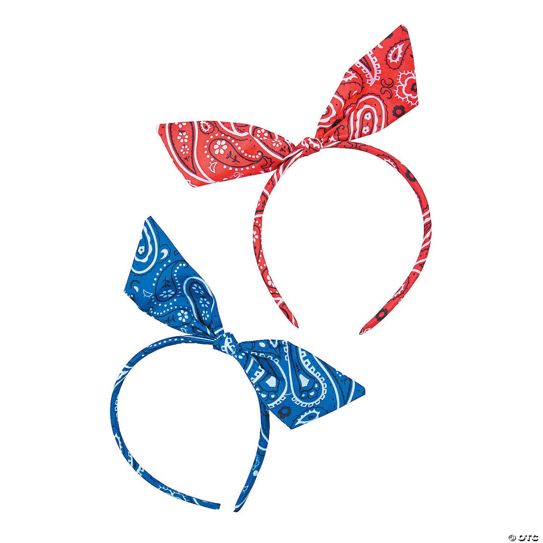 BANDANA PRINT BOW HEADBAND Fun Express 4th of July BANDANA PRINT BOW HEADBAND Bonjour Fete - Party Supplies