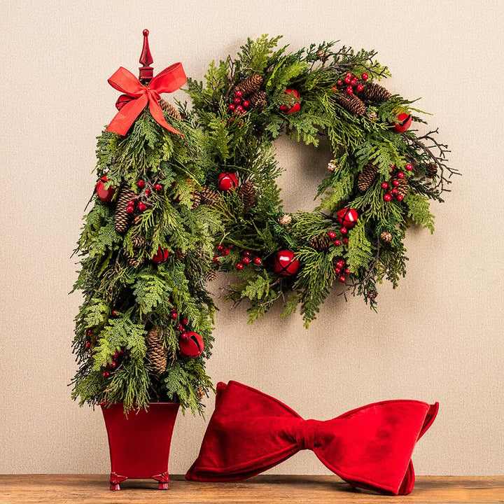 JUMBO RED VELVET BOW ORNAMENT Allstate Floral Christmas Holiday Kitchen & Entertaining JUMBO RED VELVET BOW ORNAMENT Bonjour Fete - Party Supplies