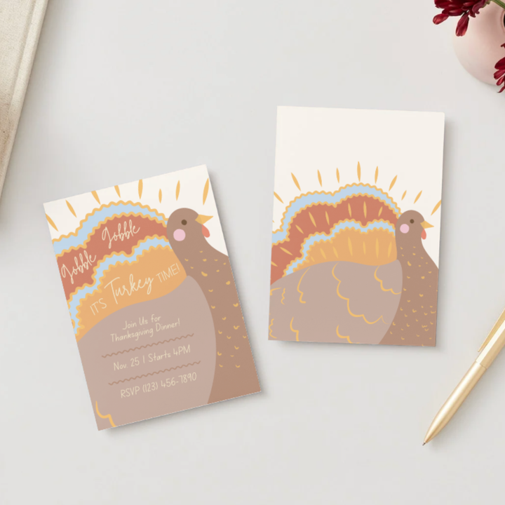 CHARMING TURKEY DIGITAL PARTY INVITATION Bonjour Fête CHARMING TURKEY DIGITAL PARTY INVITATION Bonjour Fete - Party Supplies