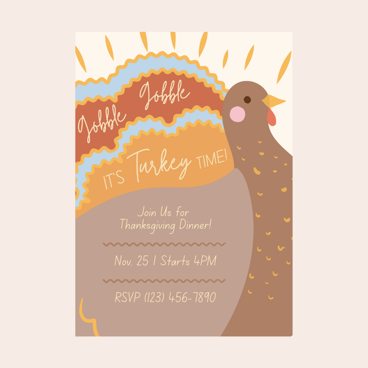 CHARMING TURKEY DIGITAL PARTY INVITATION DOWNLOAD Bonjour Fête CHARMING TURKEY DIGITAL PARTY INVITATION DOWNLOAD Bonjour Fete - Party Supplies