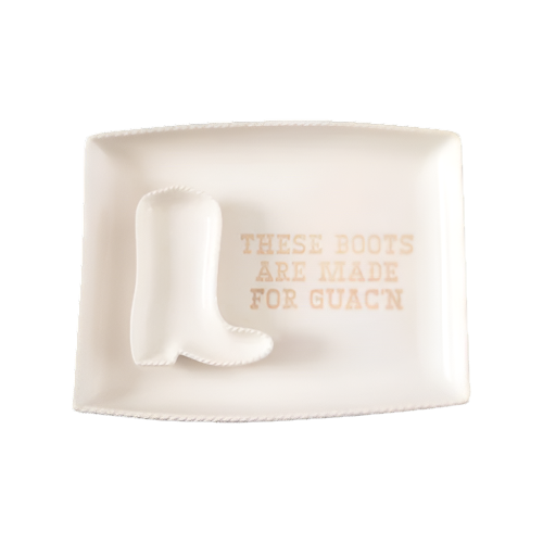 Boot/Guac’n Cer Platter & Bowl S/2: White / 100% Stoneware Totalee Gift Boot/Guac’n Cer Platter & Bowl S/2: White / 100% Stoneware Bonjour Fete - Party Supplies
