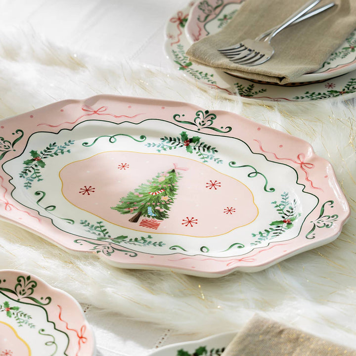Christmas Tree Pink 14.5" Serving Platter Grace Teaware Christmas Tree Pink 14.5" Serving Platter Bonjour Fete - Party Supplies