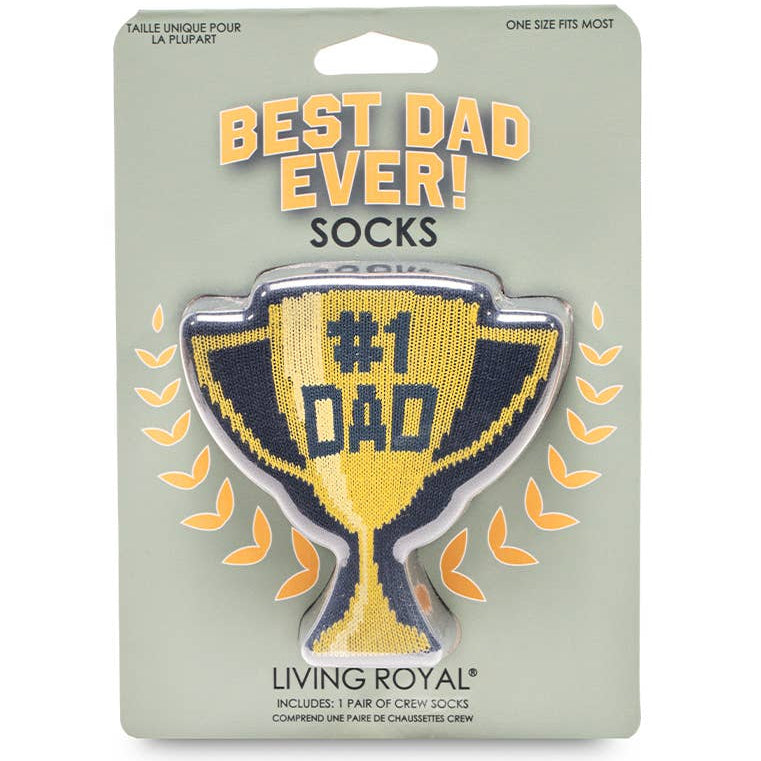 3D Packaged Crew Socks - Trophy - "#1 Dad" - Navy Blue Living Royal 3D Packaged Crew Socks - Trophy - "#1 Dad" - Navy Blue Bonjour Fete - Party Supplies