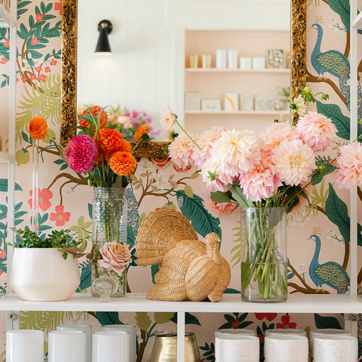 BASKETWEAVE PATTERN TURKEY DECORATION Two's Company Thanksgiving Home Bonjour Fete - Party Supplies