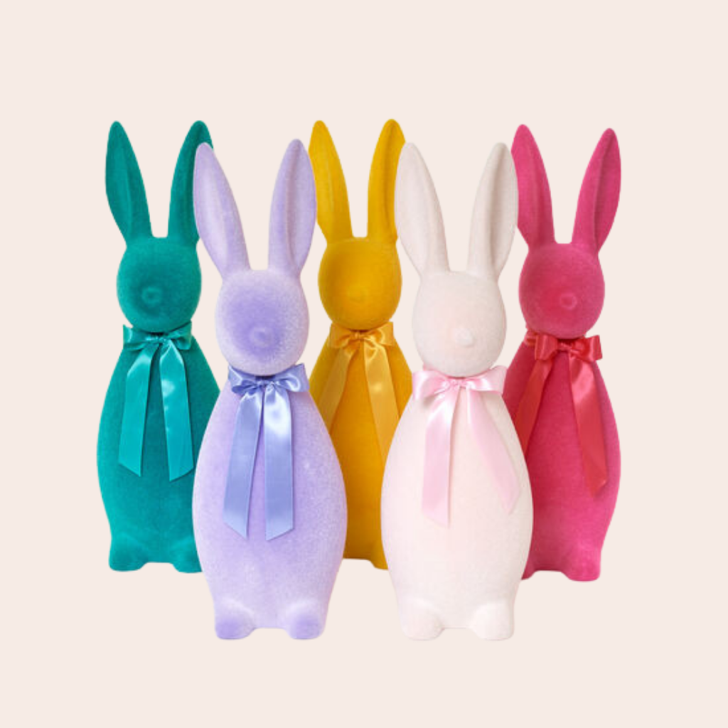 easter home decor easter decorations easter decor flocked bunny flocked bunnies easter bunny decor