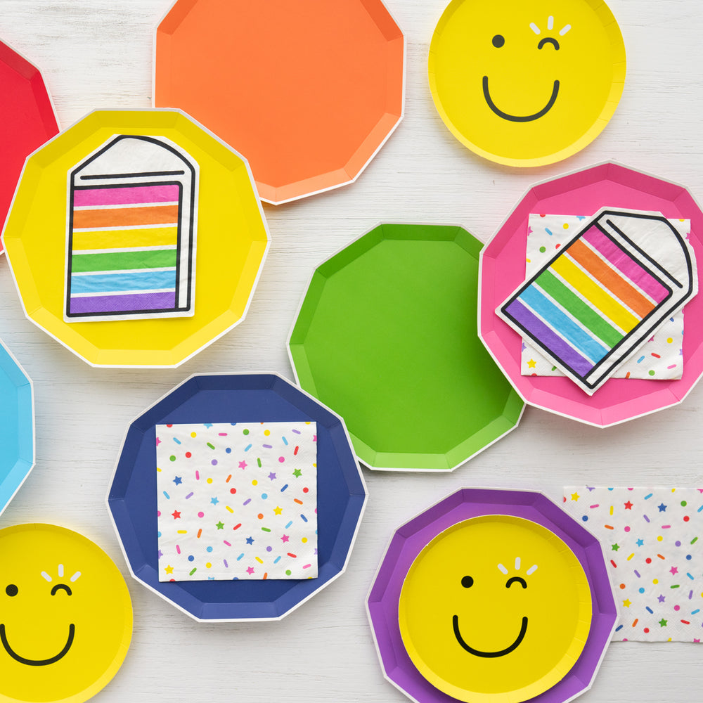 SPRINKLES & SMILES LARGE RAINBOW PLATES Bonjour Fete Plates Bonjour Fete - Party Supplies