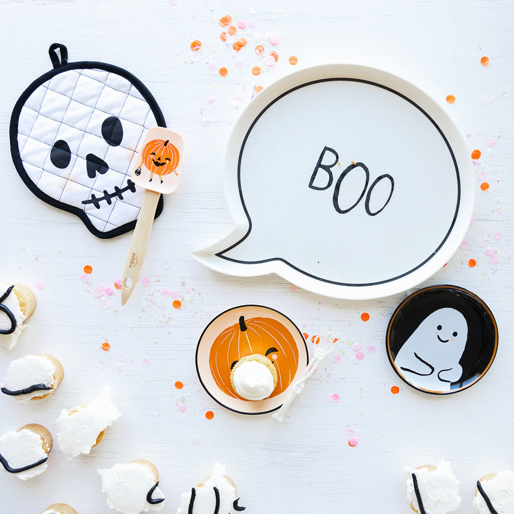 BOO! REUSABLE BAMBOO PLATTER My Mind’s Eye 0 Faire Bonjour Fete - Party Supplies