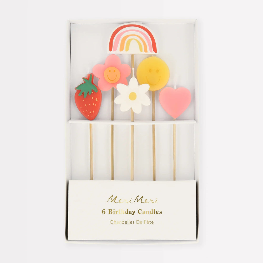 HAPPY FACE ICONS BIRTHDAY CANDLES Meri Meri Birthday Candles Bonjour Fete - Party Supplies
