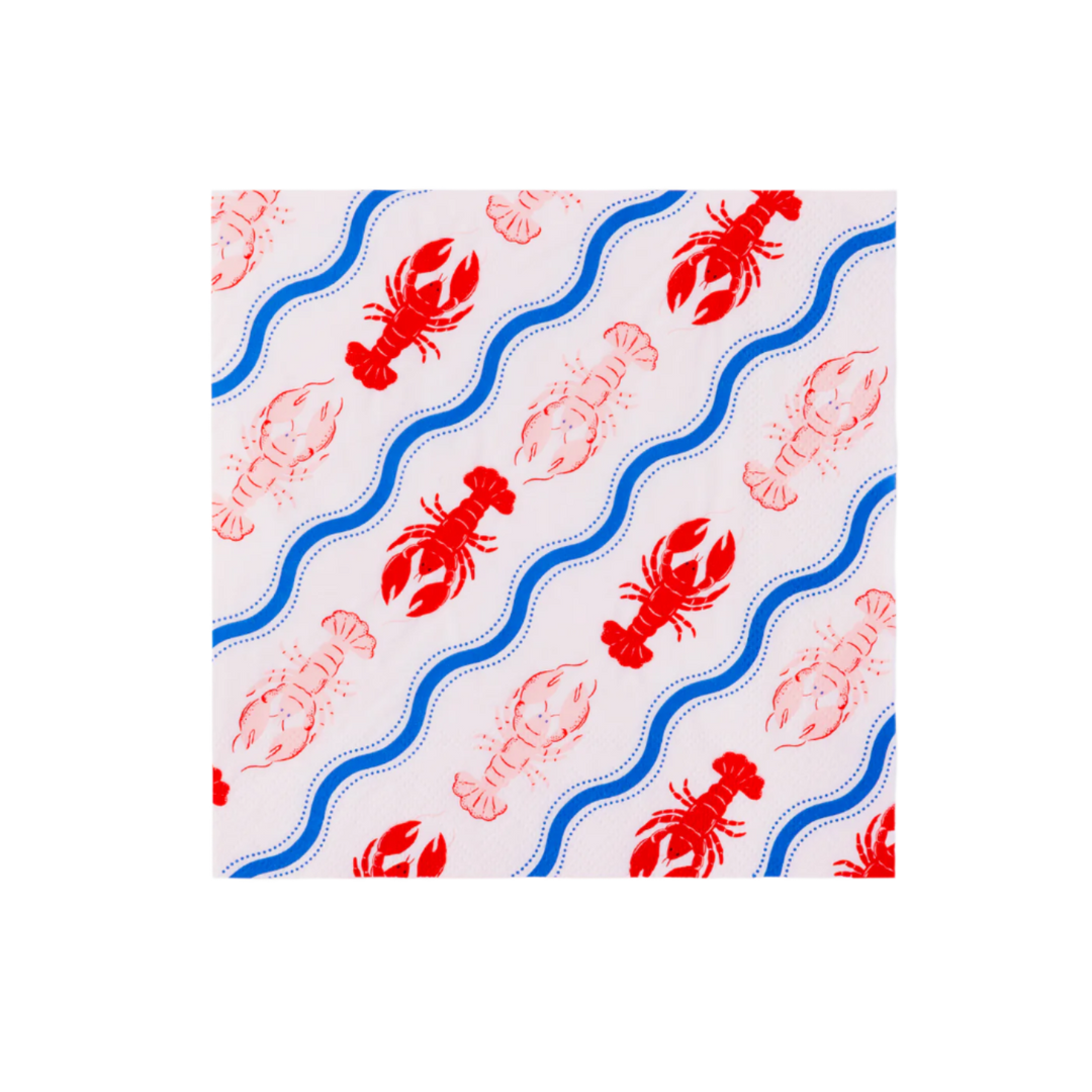 LE LOBSTER LARGE NAPKINS Bonjour Fete Napkins LE LOBSTER LARGE NAPKINS Bonjour Fete - Party Supplies