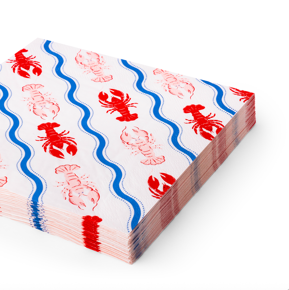 LE LOBSTER LARGE NAPKINS Bonjour Fete Napkins LE LOBSTER LARGE NAPKINS Bonjour Fete - Party Supplies