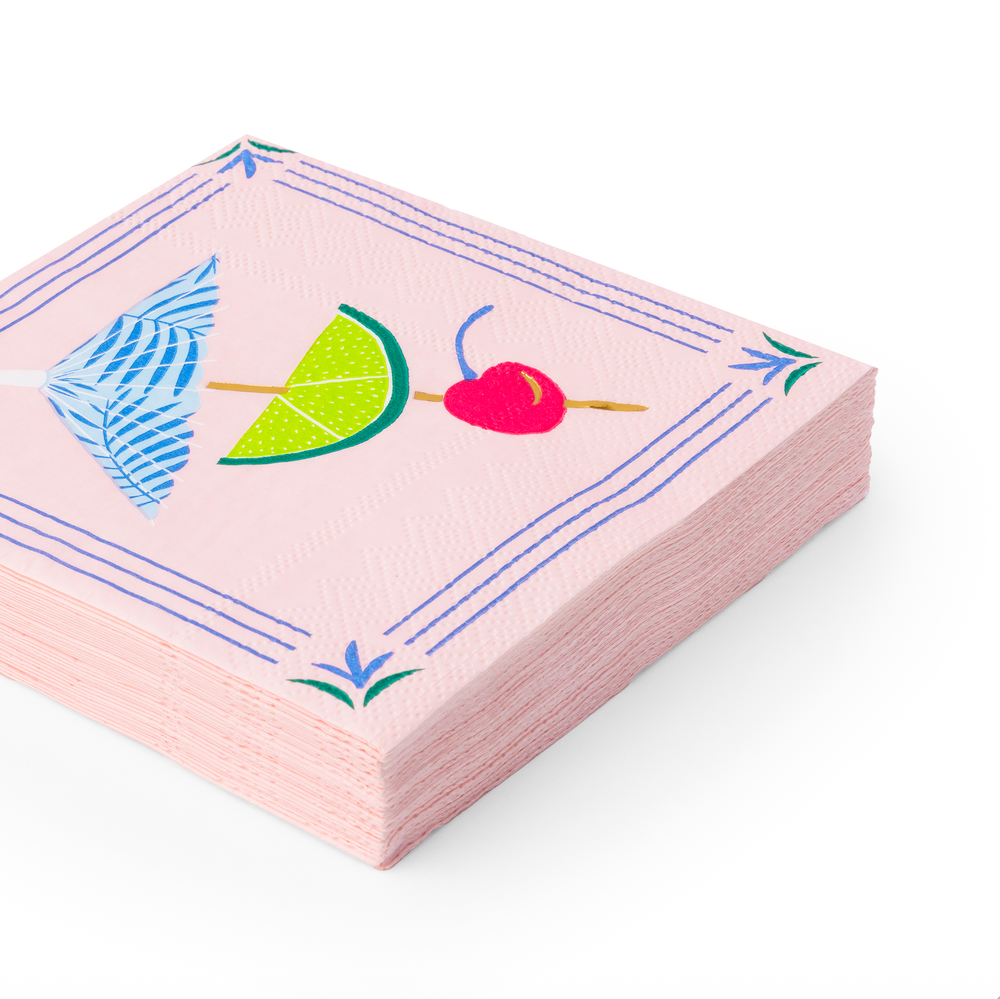 LUAU TROPICAL COCKTAIL NAPKINS Bonjour Fete Napkins LUAU TROPICAL COCKTAIL NAPKINS Bonjour Fete - Party Supplies