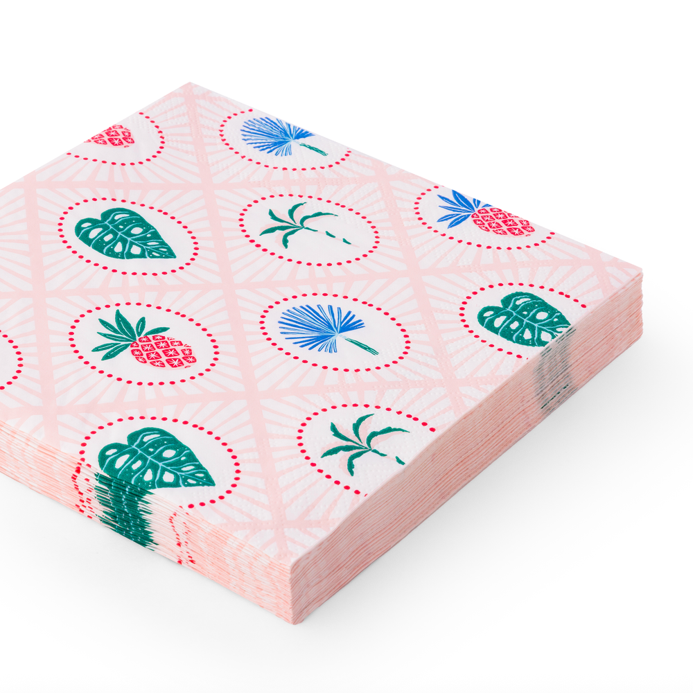 LUAU TROPICAL ICON LARGE NAPKINS Bonjour Fete Napkins LUAU TROPICAL ICON LARGE NAPKINS Bonjour Fete - Party Supplies