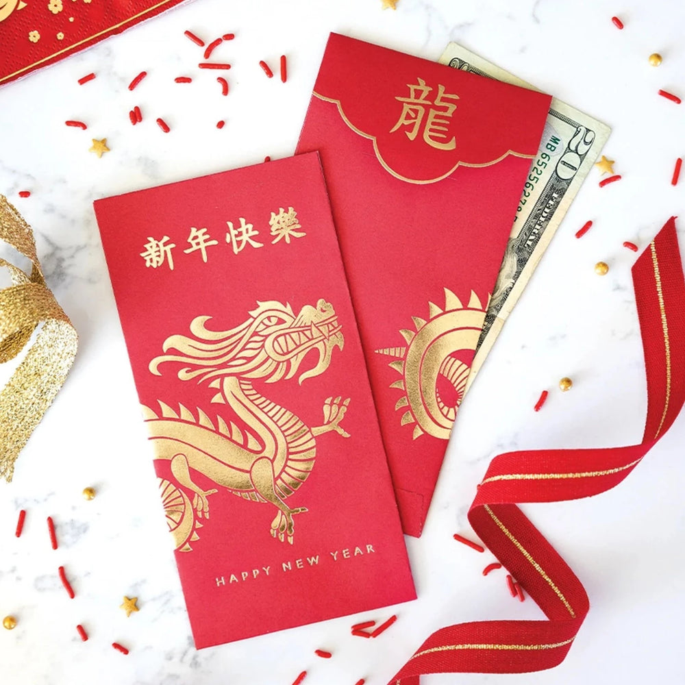 LUNAR NEW YEAR DRAGON RED ENVELOPES My Mind’s Eye Lunar New Year Bonjour Fete - Party Supplies