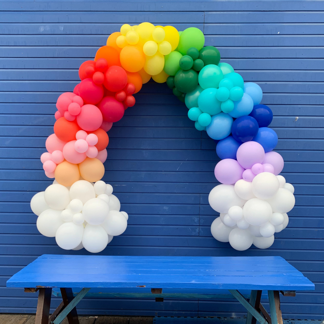 Rainbow balloon garland rainbow balloon arch rainbow balloon decoration ideas - Los Angeles balloon installation