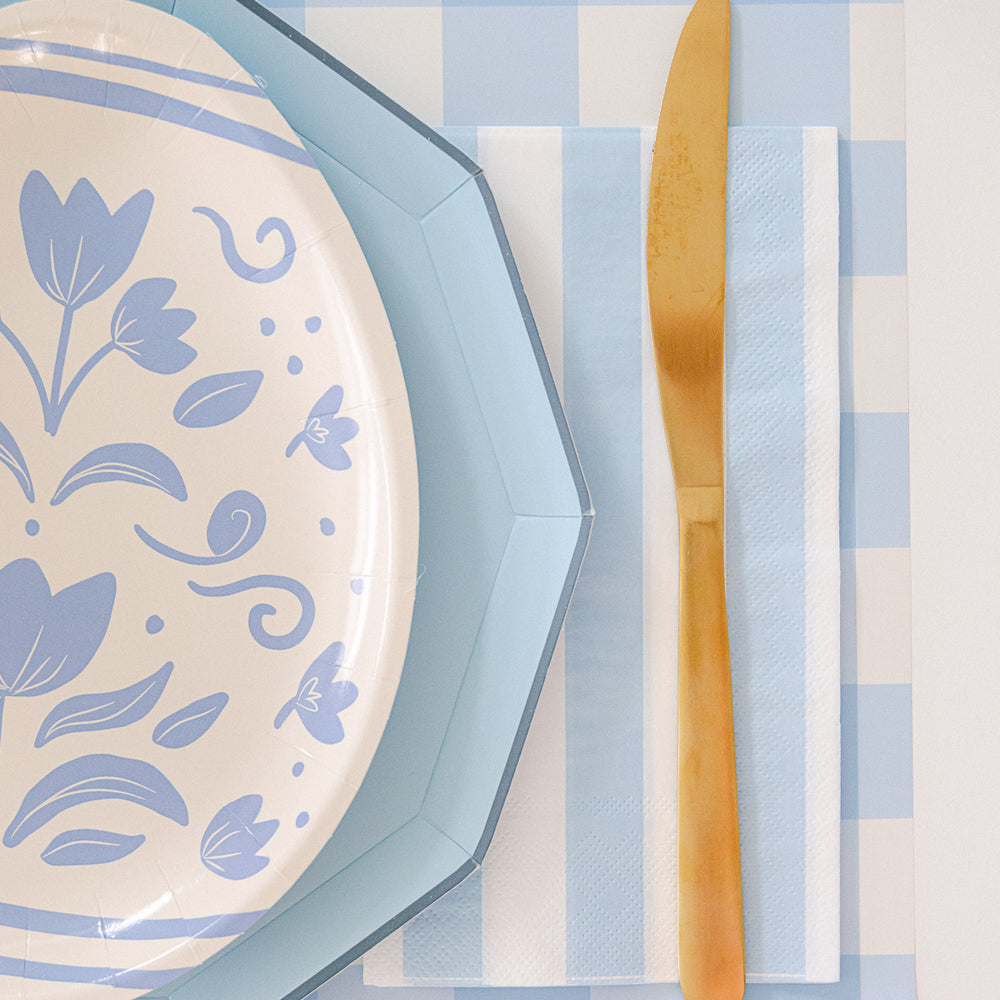 SKY BLUE CABANA STRIPE GUEST TOWELS Bonjour Fete NAPKINS Bonjour Fete - Party Supplies
