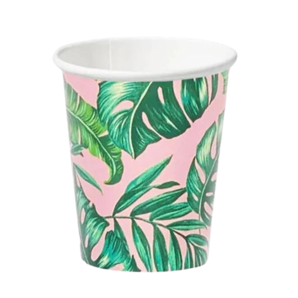 PINK PALM PAPER CUPS Coterie Party Supplies Bonjour Fete - Party Supplies