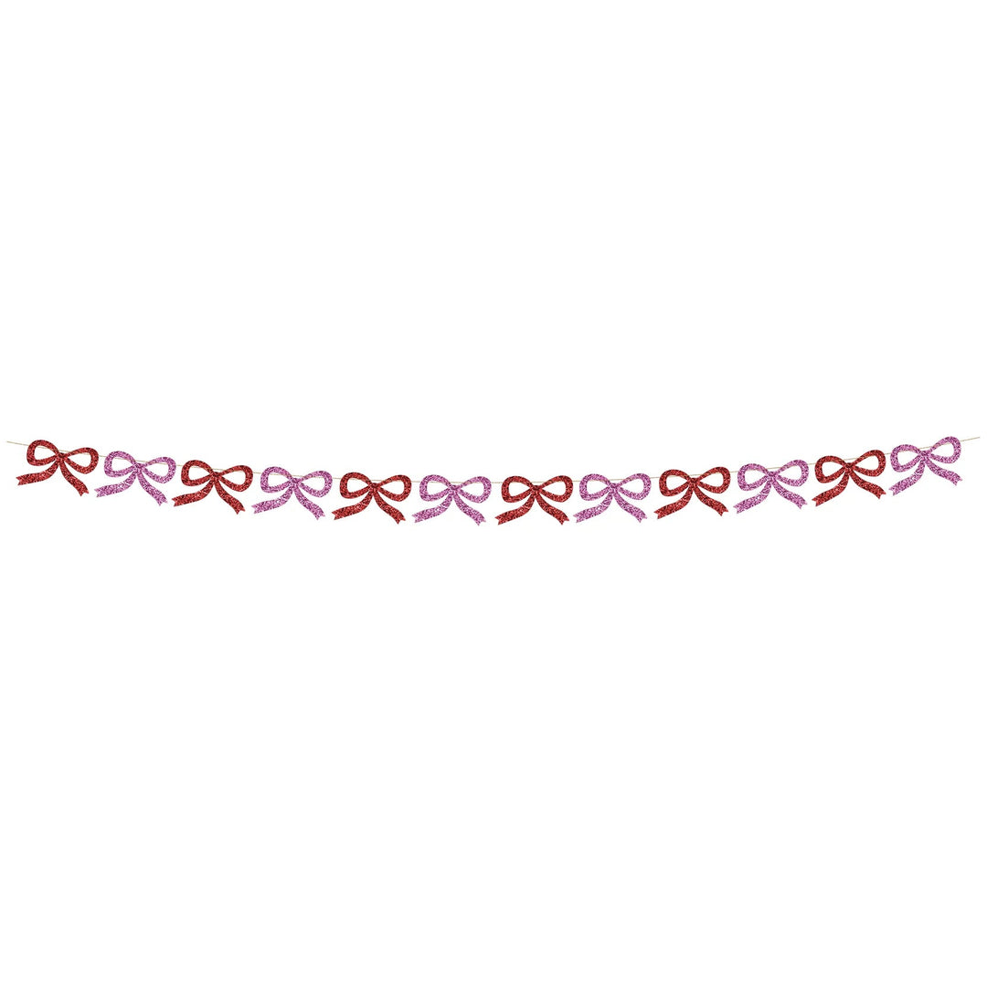 RED & PINK GLITTER BOW GARLAND Meri Meri Bonjour Fete - Party Supplies