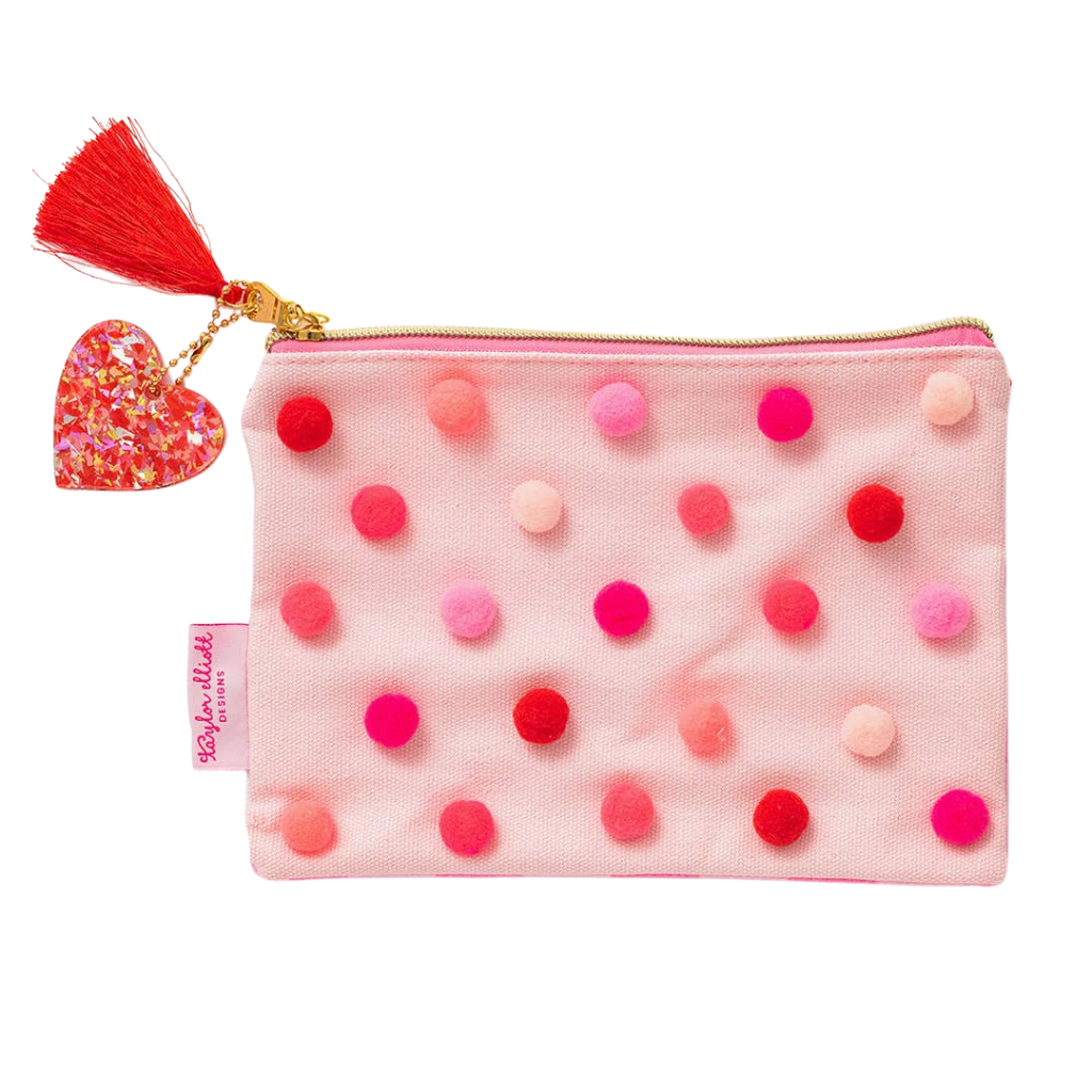 RED & PINK POM POM POUCH Taylor Elliott Designs Valentine's Day Accessories Bonjour Fete - Party Supplies