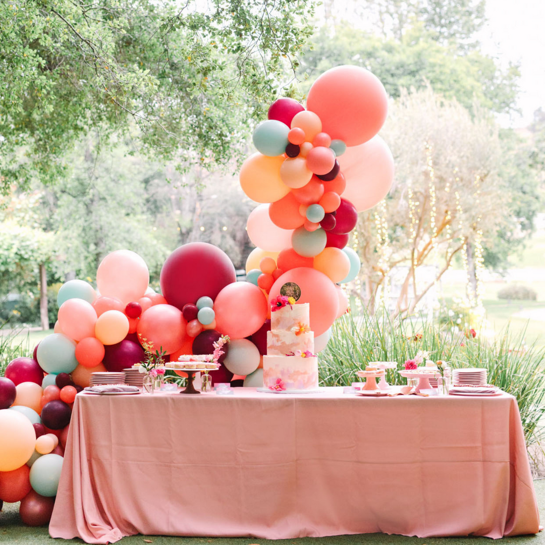 Pink neutral balloon garland balloon backdrop ideas outdoor balloon decoration ideas - Los Angeles balloon installation