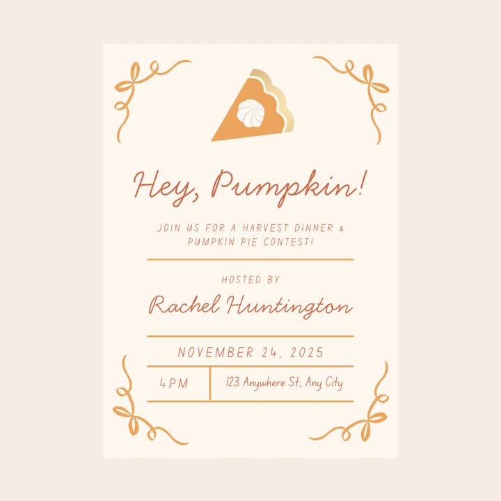 SWEET AS PUMPKIN PIE DIGITAL PARTY INVITATION DOWNLOAD Bonjour Fête SWEET AS PUMPKIN PIE DIGITAL PARTY INVITATION DOWNLOAD Bonjour Fete - Party Supplies
