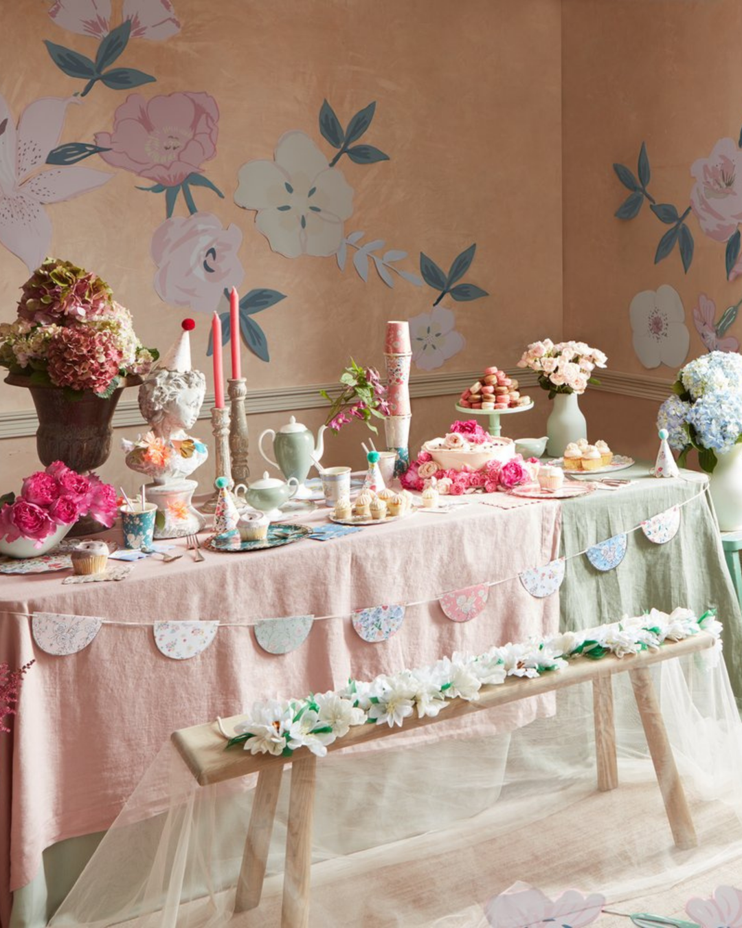 tea party floral tea cups vintage decorations elegant garden celebration