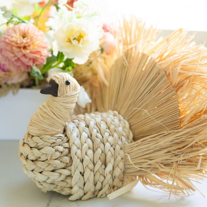 DRIED CORN HUSK TURKEY DECORATION Creative Co-op Thanksgiving Home Decor Bonjour Fete - Party Supplies