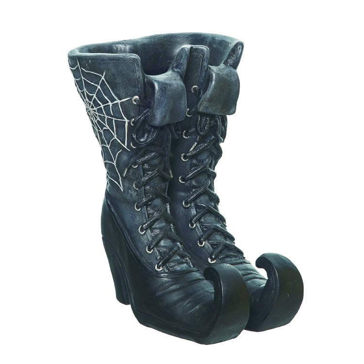 WITCH BOOT CONTAINER Transpac Halloween Home Decor BLACK WITCH BOOT CONTAINER Bonjour Fete - Party Supplies