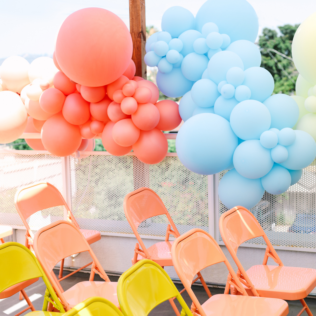 Pink and blue balloon garland balloon decoration ideas - Los Angeles balloon installation