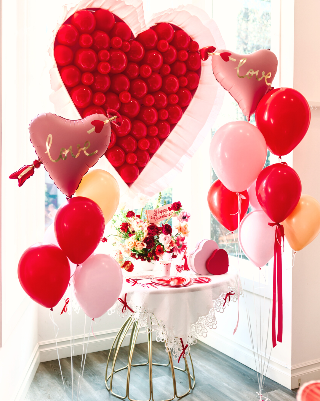Valentine's Day party ideas Vday party supplies heart balloons galentine's day