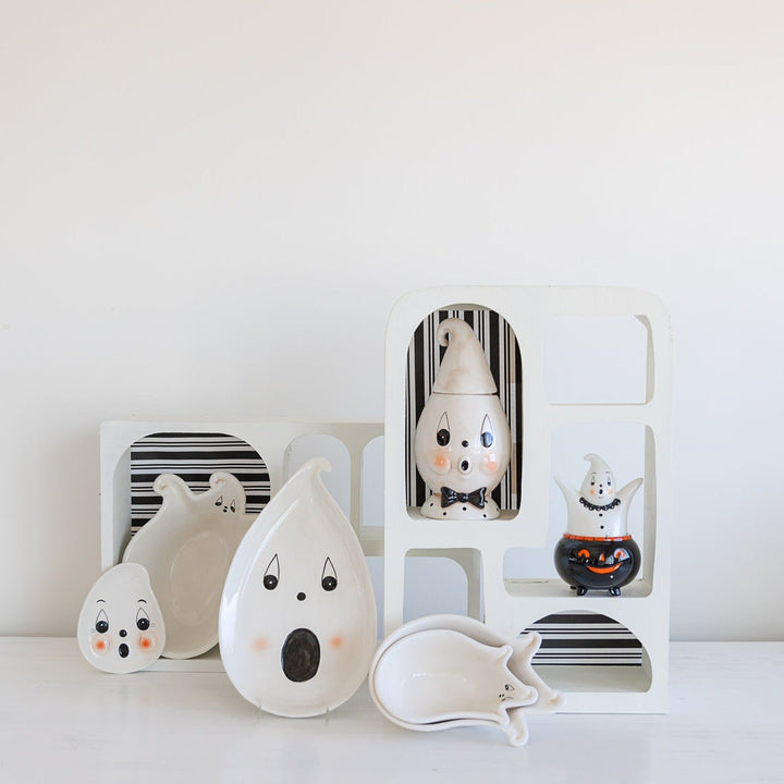 JOHANNA PARKER VINTAGE HALLOWEEN GHOST COOKIE JAR Transpac Halloween Home Decor Bonjour Fete - Party Supplies