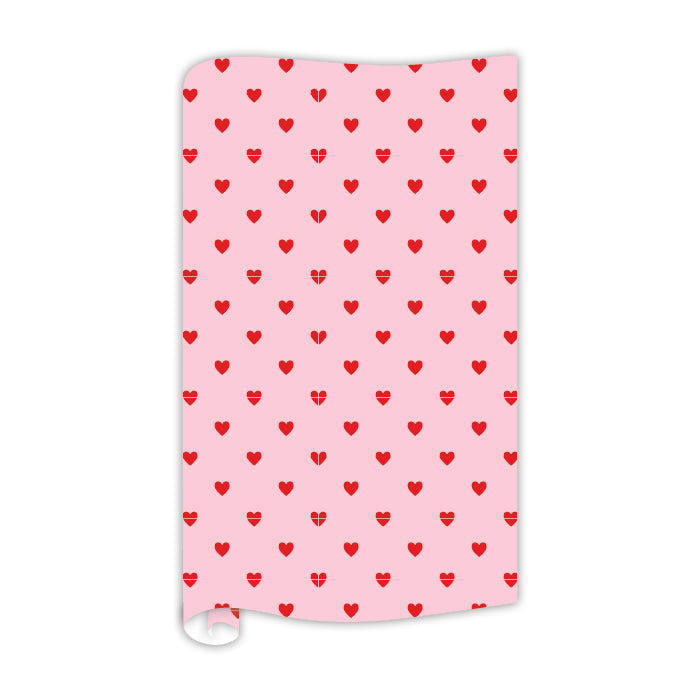 RED HEARTS ON PINK WRAPPING PAPER – Bonjour Fête