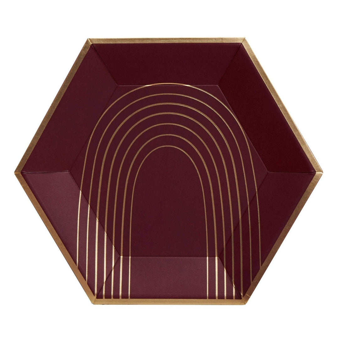 BORDEAUX - MAROON ARCH LARGE PAPER PLATES Harlow & Grey Plates Bonjour Fete - Party Supplies