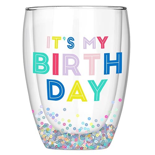 DOUBLE-WALL GLASS - IT'S MY BIRTHDAY Slant Collections by Creative Brands Glassware Bonjour Fete - Party Supplies
