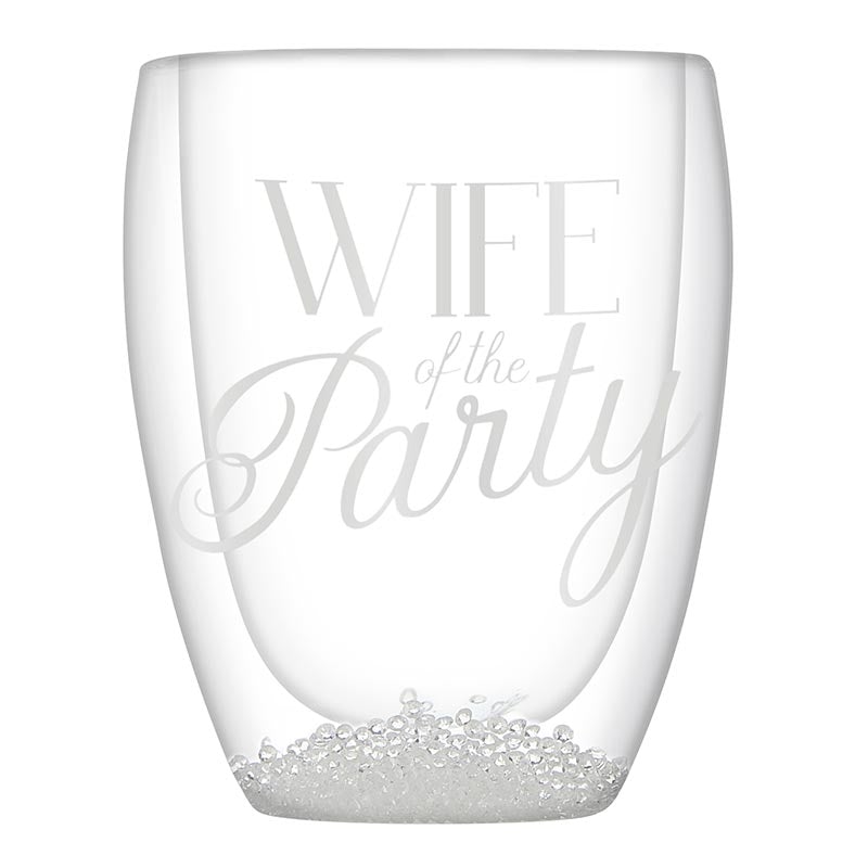 DOUBLE-WALL STEMLESS GLASS - WIFE OF THE PARTY Slant Collections by Creative Brands Glassware Bonjour Fete - Party Supplies