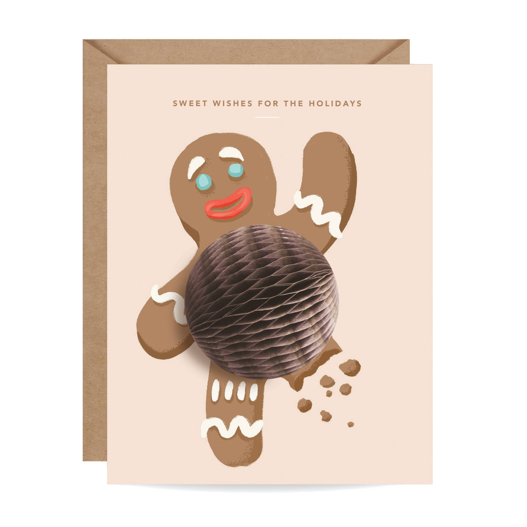 Gingerbread Pop-up Holiday Card Inklings Paperie Christmas card Bonjour Fete - Party Supplies