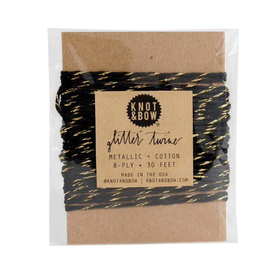GOLD BLACK GLITTER TWINE Knot & Bow Ribbon & Twine Bonjour Fete - Party Supplies