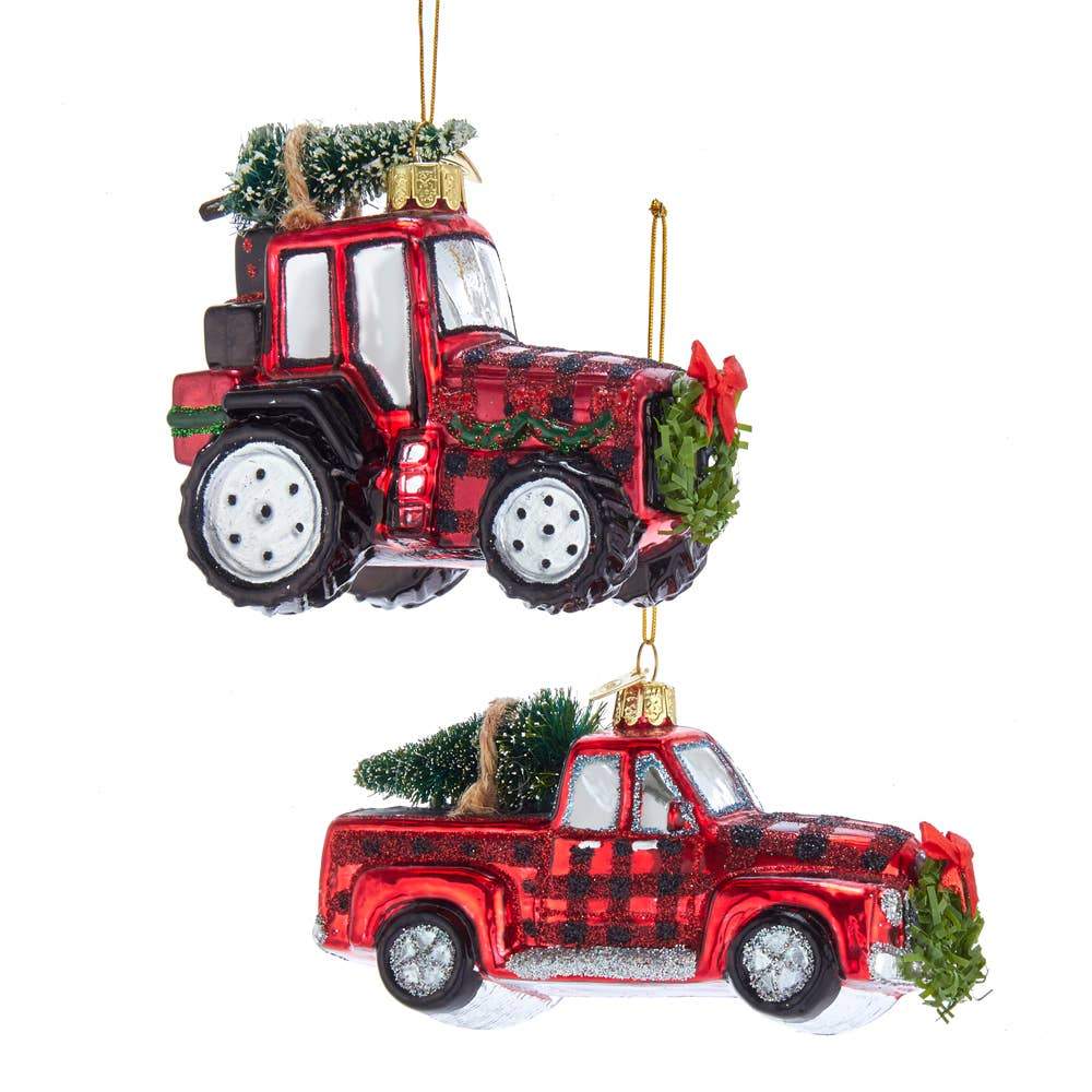 PLAID TRACTOR/TRUCK CHRISTMAS ORNAMENT Kurt S. Adler, Inc. Christmas Ornament Bonjour Fete - Party Supplies