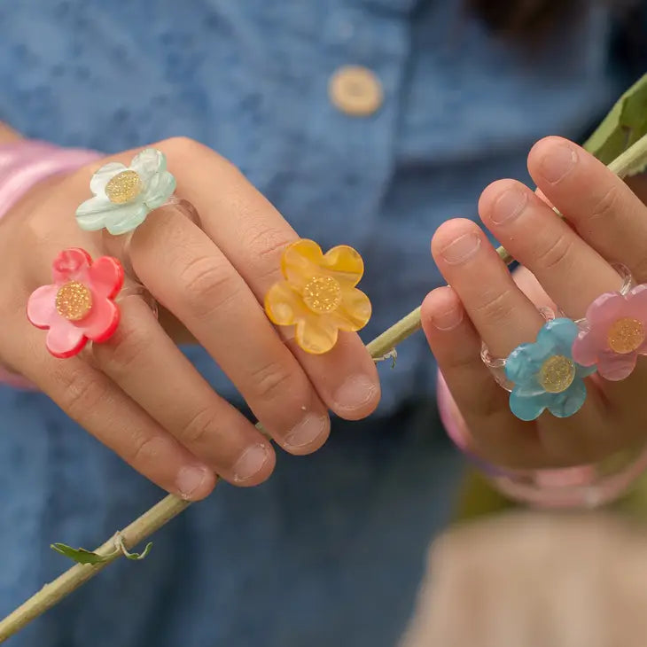 ACRYLIC FLOWER RINGS Lilies & Roses NY Kid's Jewelry Bonjour Fete - Party Supplies