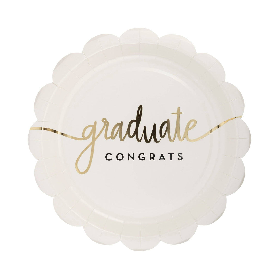 Congrats Graduate Scalloped Plates Bonjour Fete Party Supplies Graduation