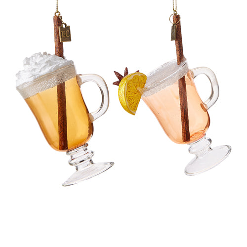 HOT TODDY AND BUTTERED RUM ORNAMENT Raz Bonjour Fete - Party Supplies